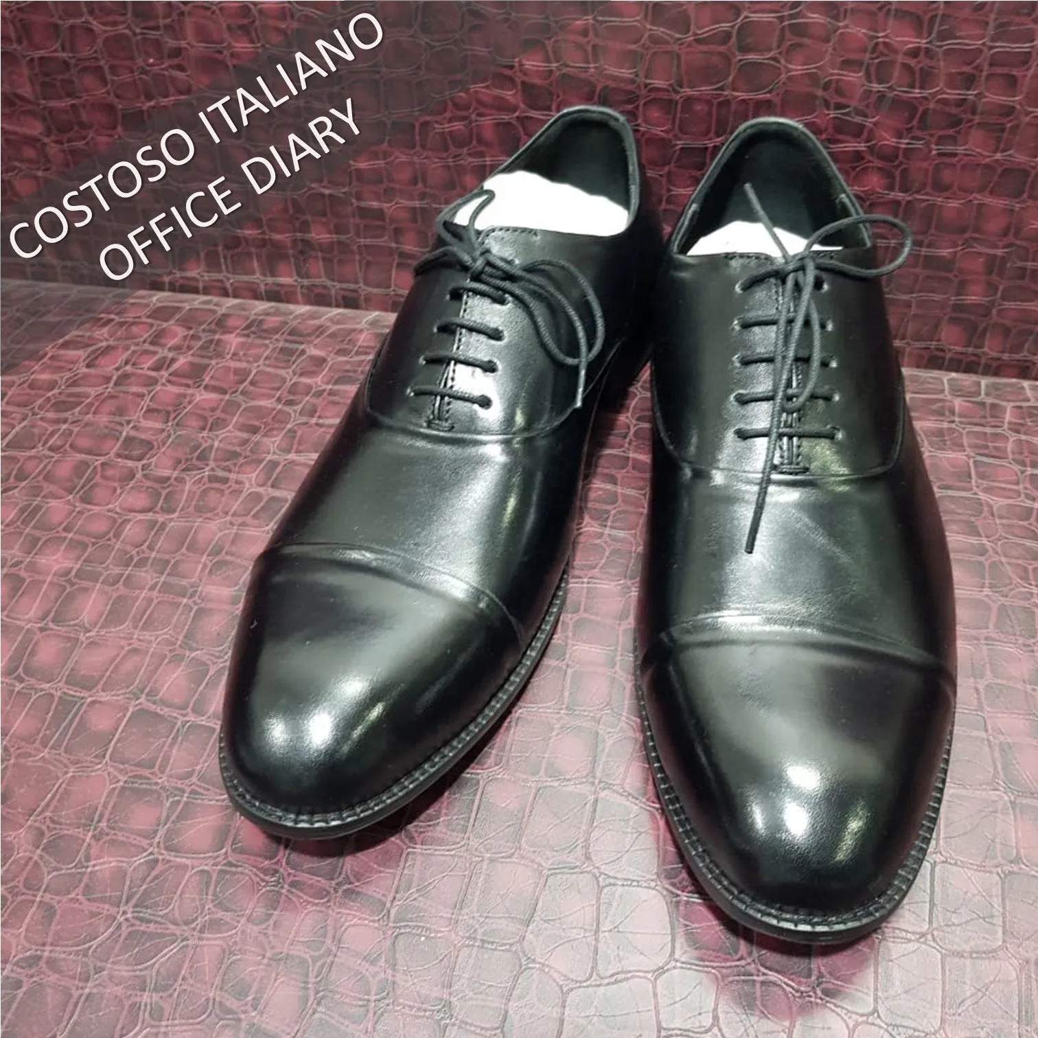 Flat Feet Shoes - Black Leather Woodford Balmoral Toe Cap Oxfords with Arch Support sold by Costoso Italiano product image thumbnail 4