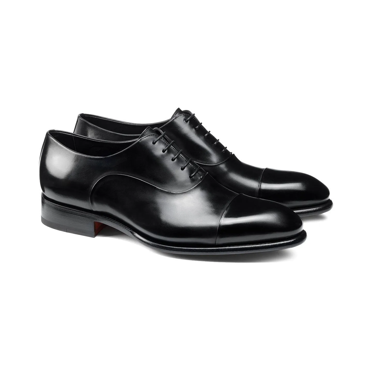 Flat Feet Shoes - Black Leather Woodford Balmoral Toe Cap Oxfords with Arch Support sold by Costoso Italiano