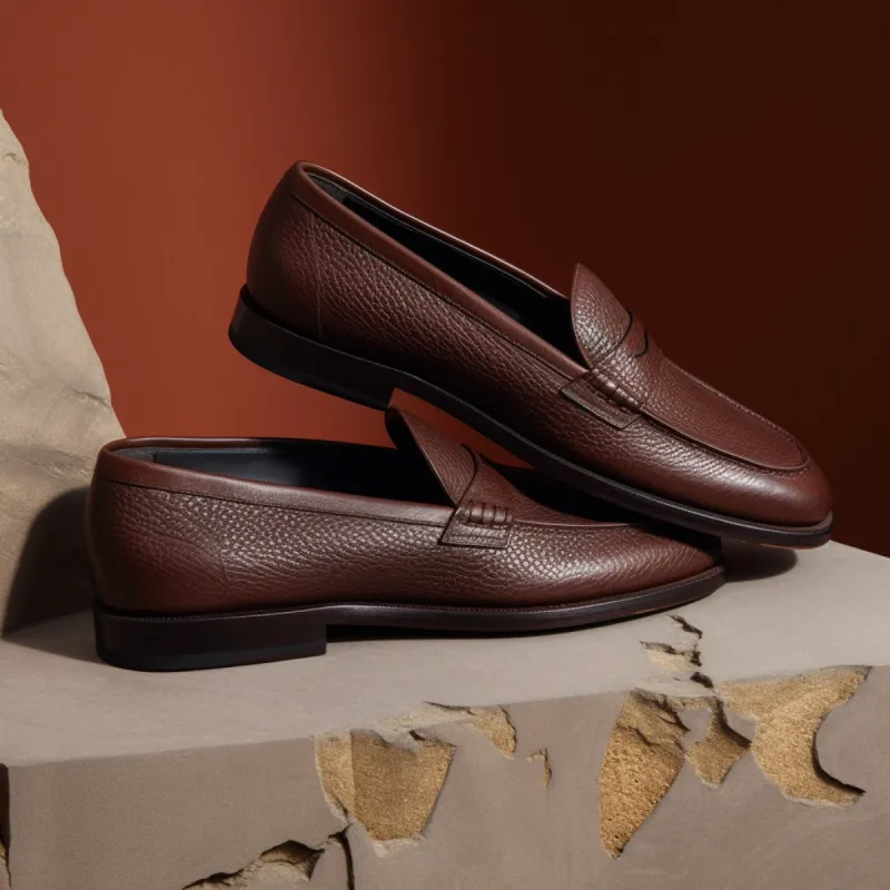 Brown Leather Demetrius Slip On Unlined Loafers - Comfort First Edition sold by Costoso Italiano