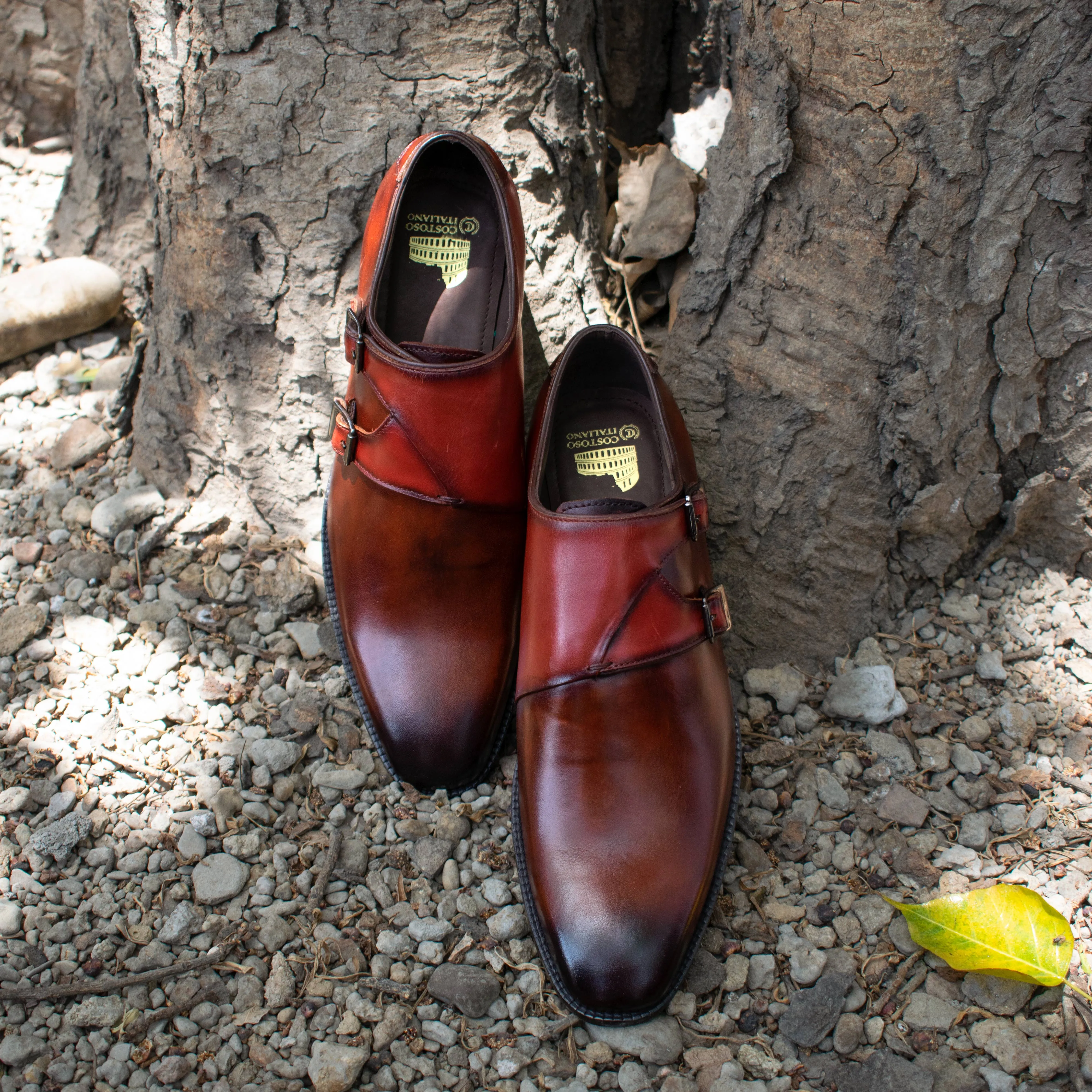 Height Increasing Brown Leather Hartlepool Monk Strap Shoes sold by Costoso Italiano product image thumbnail 2