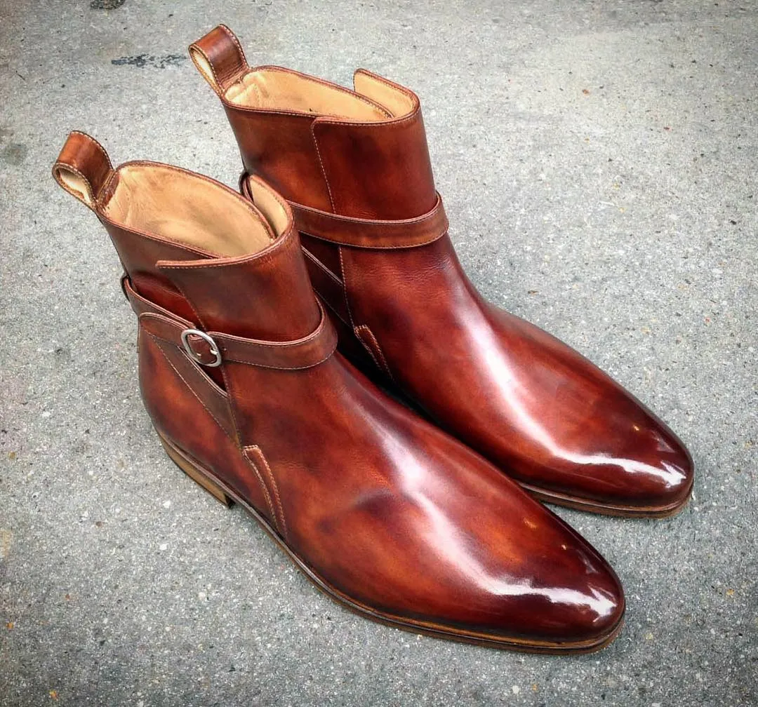 Height Increasing Tan Leather Sestao Jodhpur Boots sold by Costoso Italiano