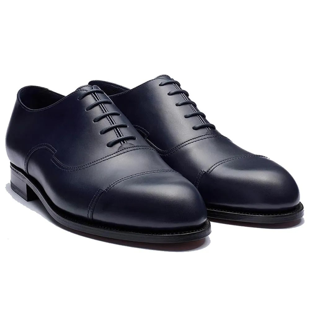 Flat Feet Shoes - Navy Blue Leather Broxtowe Balmoral Oxfords with Arch Support sold by Costoso Italiano product image thumbnail 2
