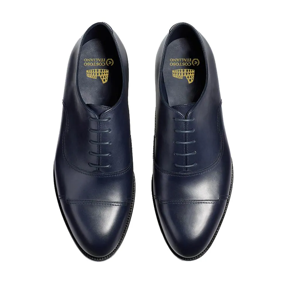 Flat Feet Shoes - Navy Blue Leather Broxtowe Balmoral Oxfords with Arch Support sold by Costoso Italiano product image thumbnail 3