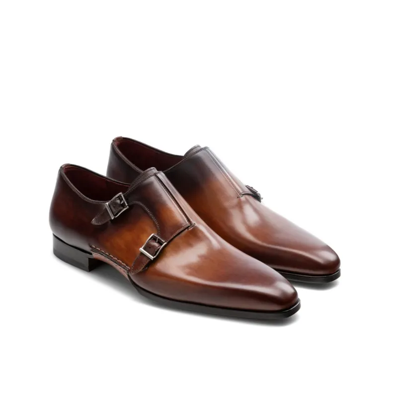 Flat Feet Shoes - Tan & Brown Leather Ballina Monk Straps Shoes with Arch Support sold by Costoso Italiano