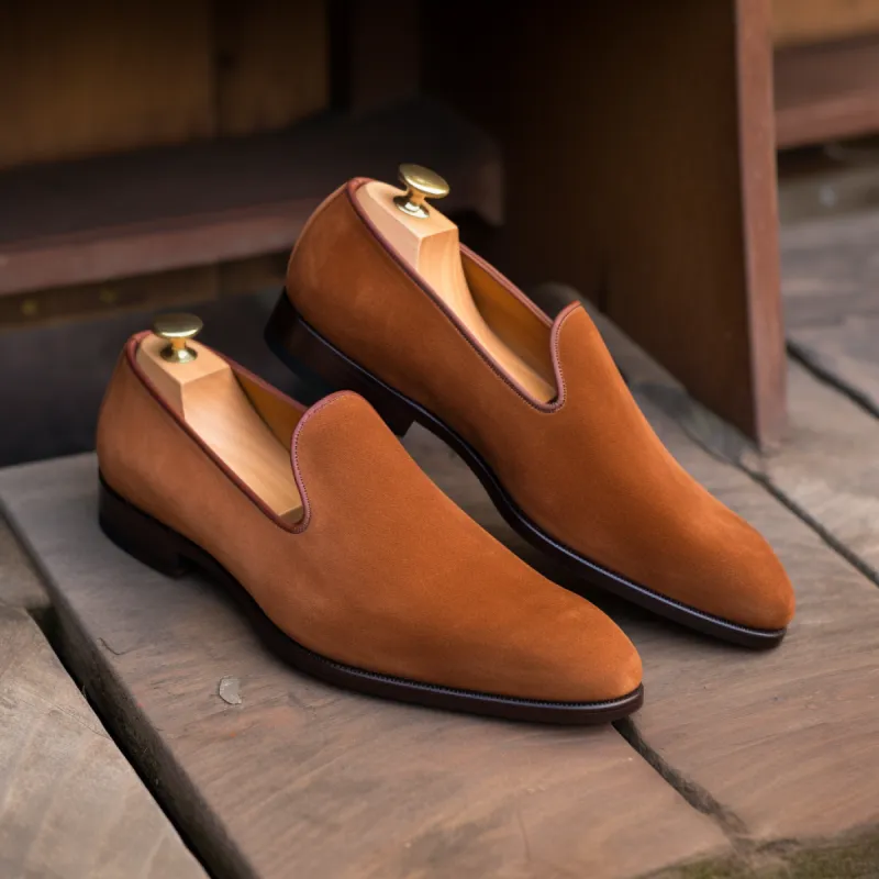 Tan Suede Boreas Minimalist Loafers sold by Costoso Italiano