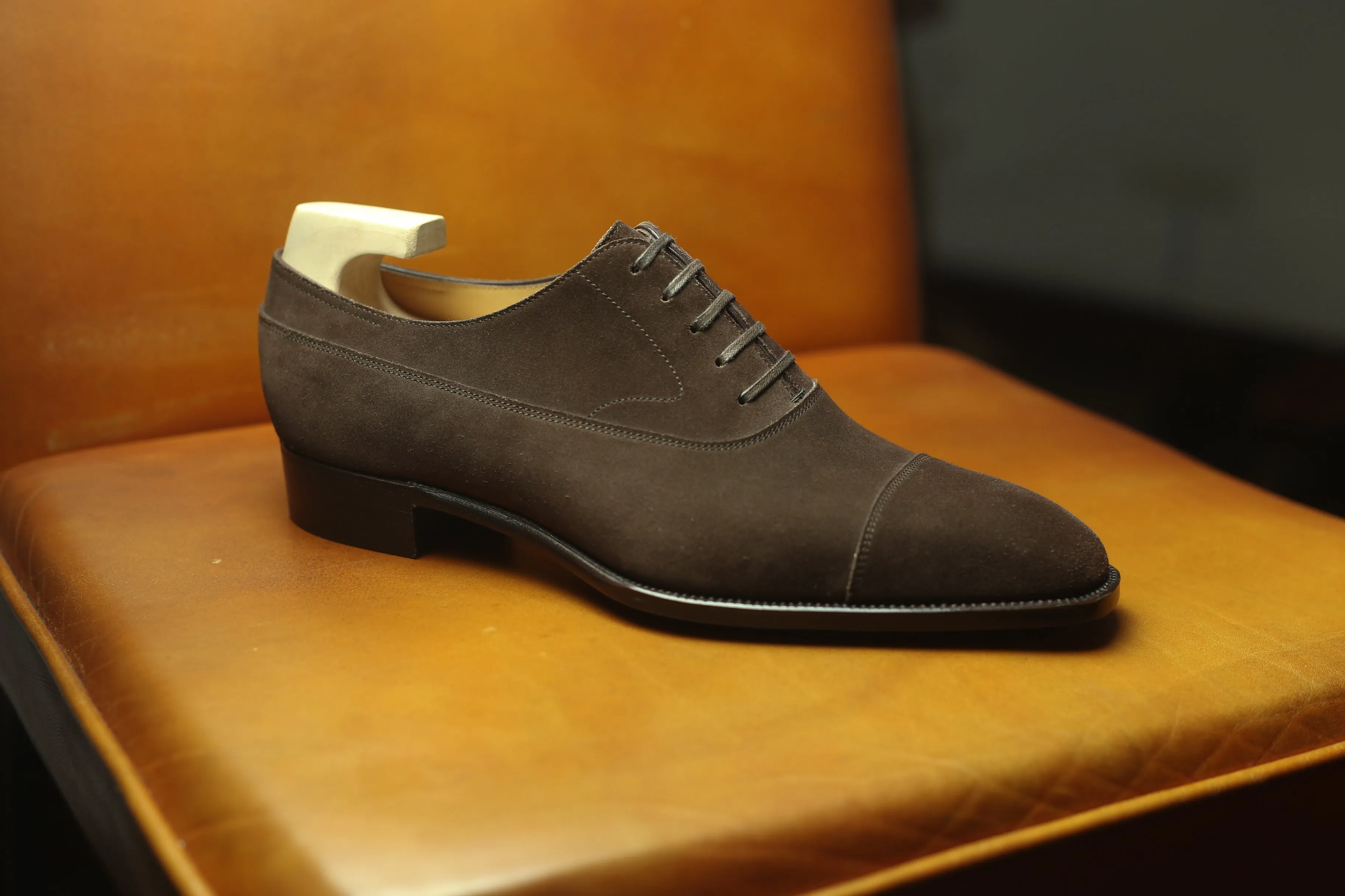 Brown Suede Cedara Brogue Toe Cap Oxfords - Formal Shoes sold by Costoso Italiano product image thumbnail 2