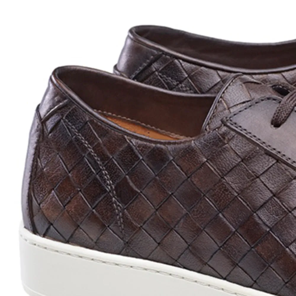 Brown Braided Leather Cornella Lace Up Sneakers sold by Costoso Italiano product image thumbnail 3