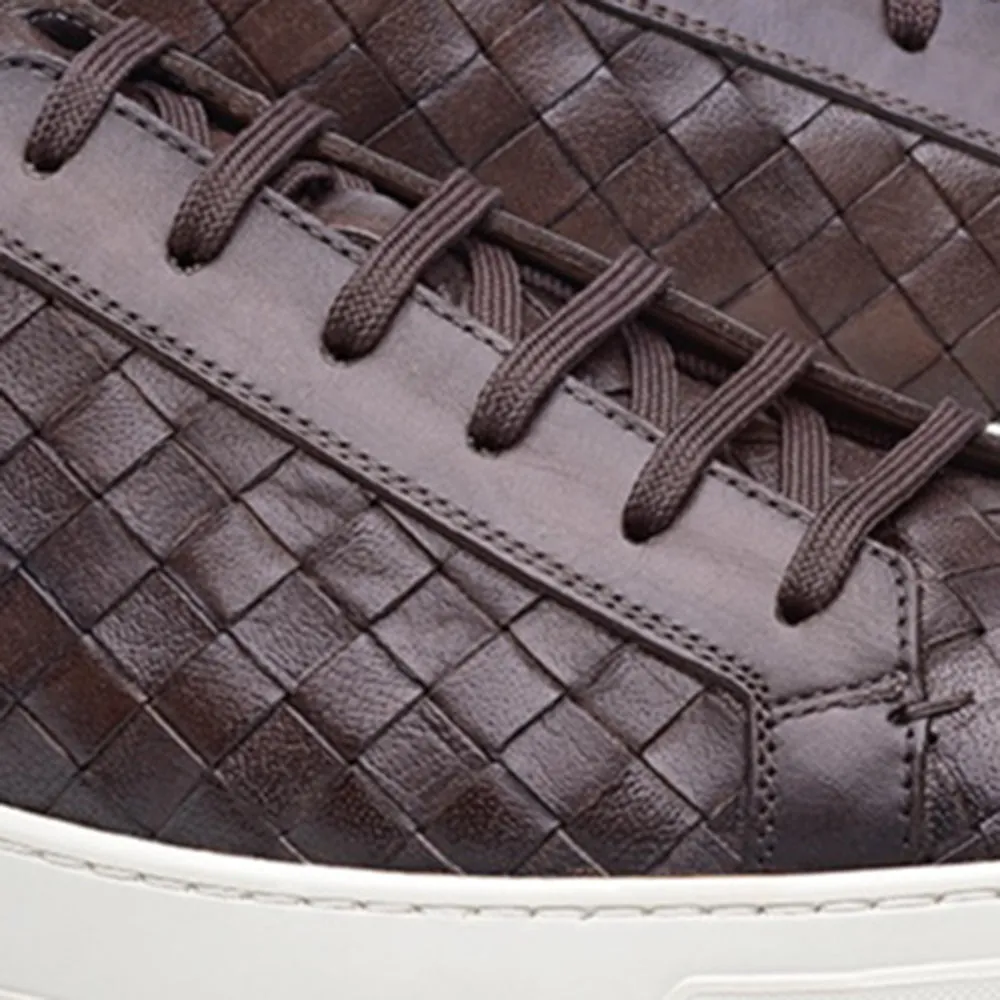 Brown Braided Leather Cornella Lace Up Sneakers sold by Costoso Italiano product image thumbnail 2