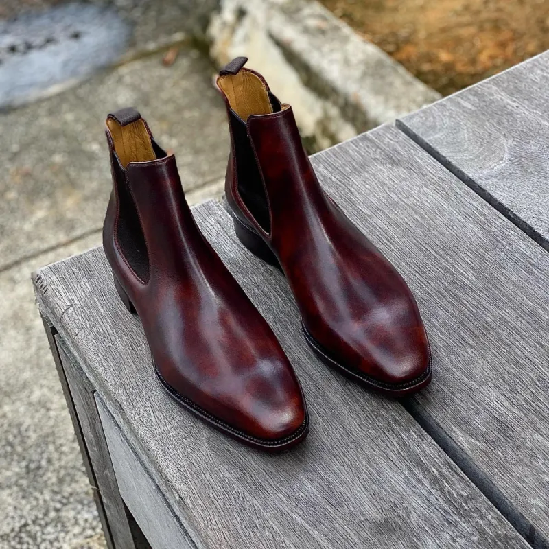 Brown Leather Urbino Slip On Chelsea Boots - AW24 sold by Costoso Italiano