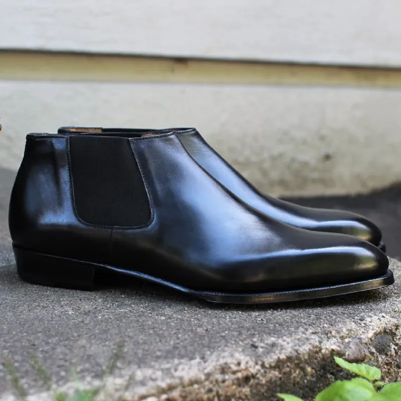 Height Increasing Black Leather Telde Chelsea Boots sold by Costoso Italiano