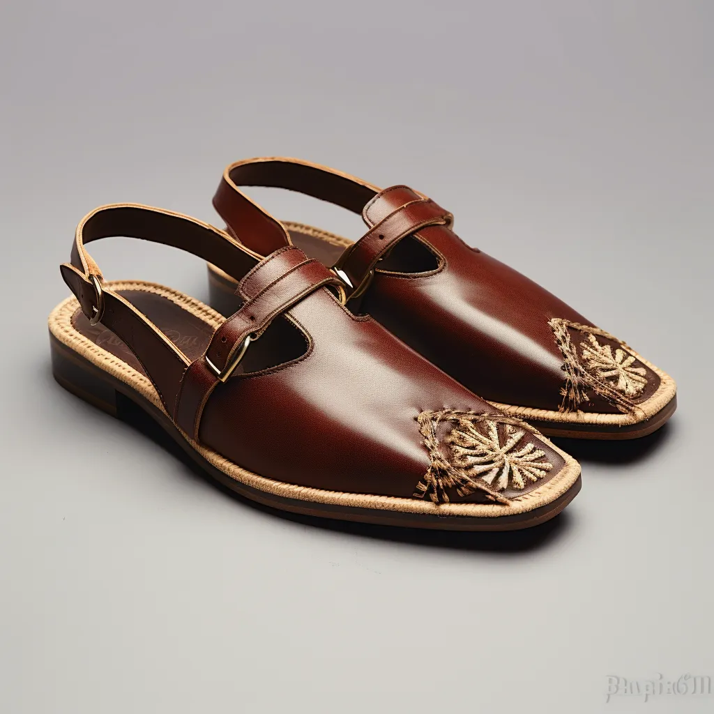 Brown Leather Handmade Zardozi Peshawari Sandal | Wedding Shoes for Groom | Shoes for Haldi Mehendi Sangeet sold by Costoso Italiano