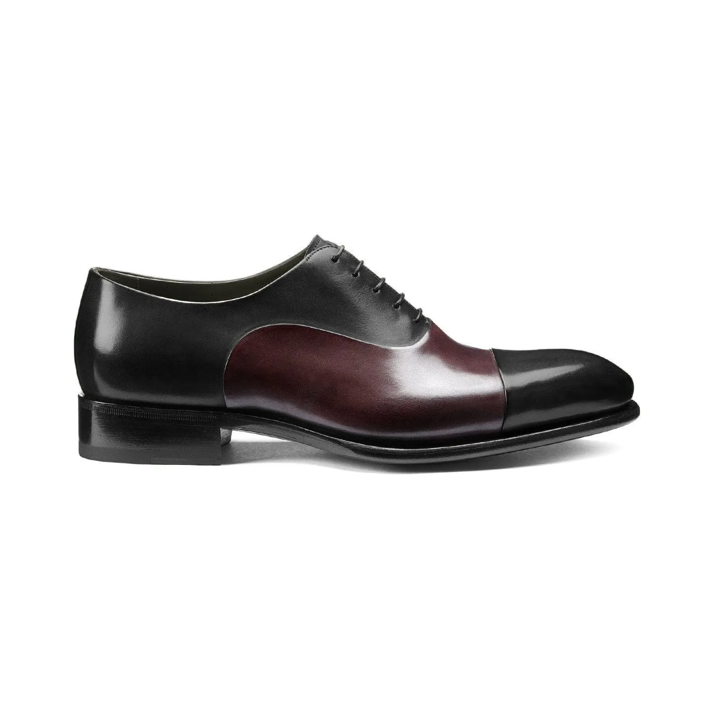 Flat Feet Shoes - Black and Wine Burgundy Brown Leather Woodford Balmoral Toe Cap Oxfords with Arch Support sold by Costoso Italiano product image thumbnail 3