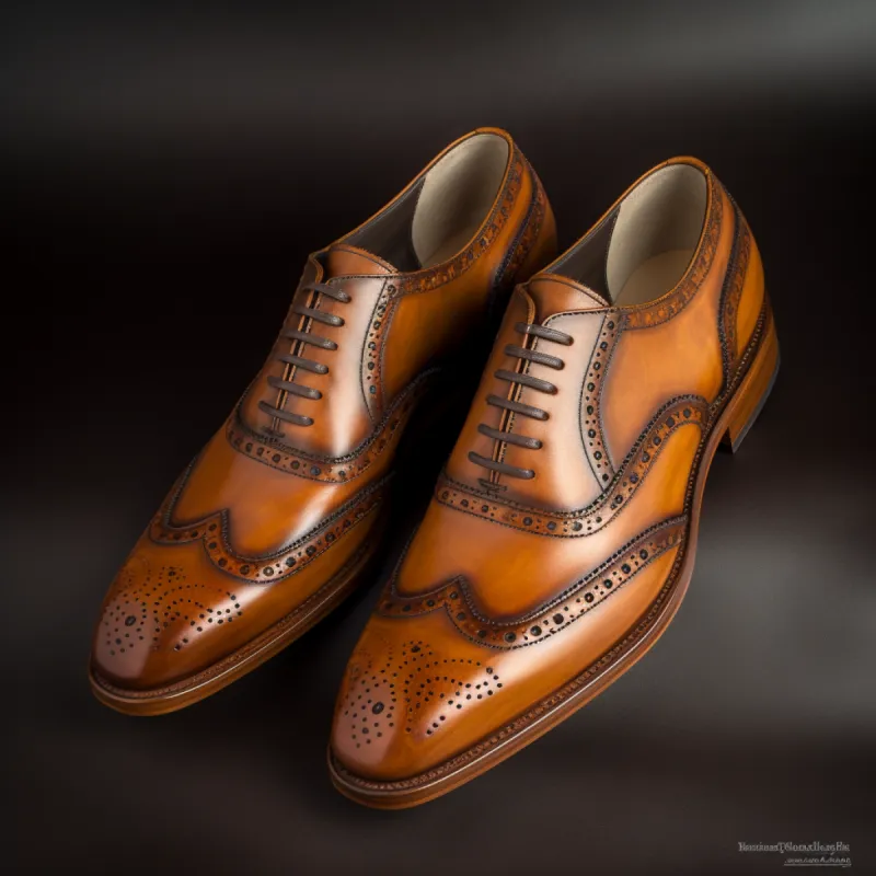 Tan Leather Artemisia Brogue Wingtip Oxfords - SS23 sold by Costoso Italiano