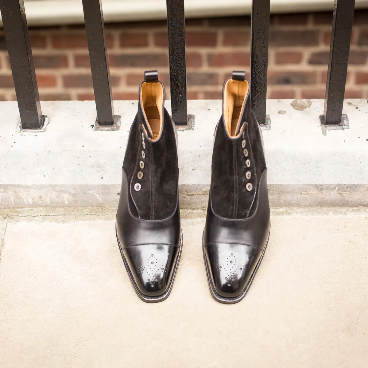 Height Increasing Black Leather and Suede Granity Buttoned Up Oxford Boots - AW22 sold by Costoso Italiano product image thumbnail 3