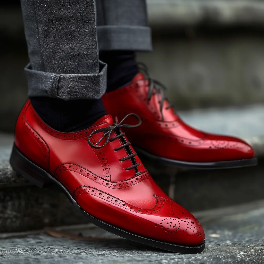 Red Leather Mariano Oxford Shoes sold by Costoso Italiano