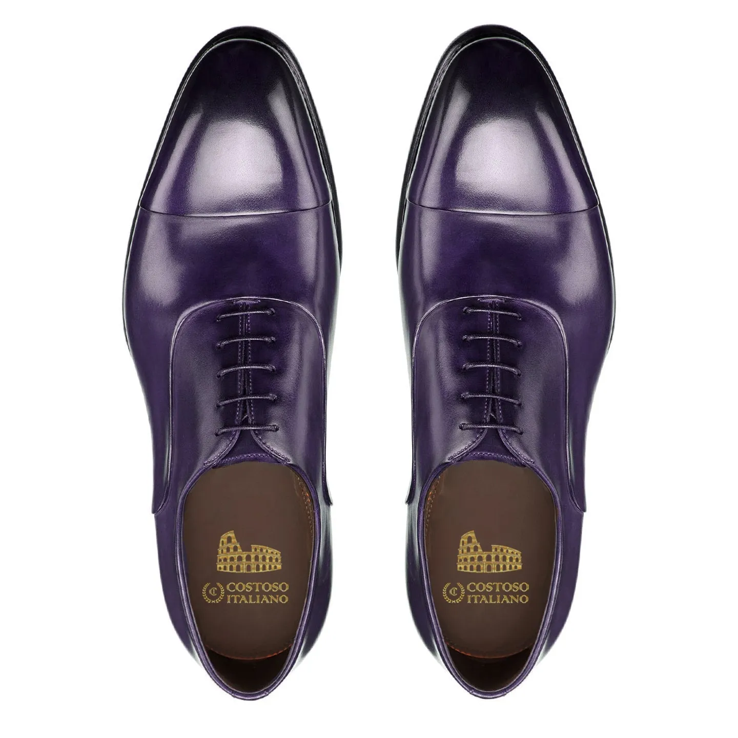 Height Increasing Purple Leather Woodford Balmoral Toe Cap Oxfords sold by Costoso Italiano product image thumbnail 3