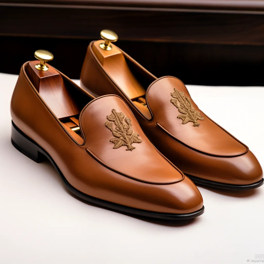 Tan Leather Hand Work Zardozi Peshawari Loafers | Wedding Shoes for Groom | Shoes for Haldi Mehendi Sangeet sold by Costoso Italiano