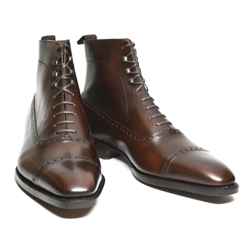 Flat Feet Shoes - Brown Leather Clifton Lace Up Boots with Arch Support sold by Costoso Italiano