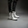 Crystal White Leather Snowdrift Zipper Boots - Summer 2024 Collection sold by Costoso Italiano