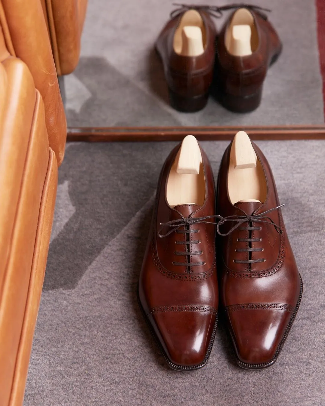Dark Tan Leather Isadora Brogue Oxfords - Formal Shoes - SS23 sold by Costoso Italiano product image thumbnail 2