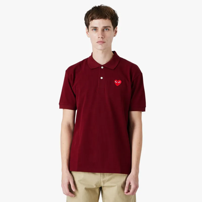 COMME des GARÇONS PLAY Polo Shirt / Burgundy sold by Livestock