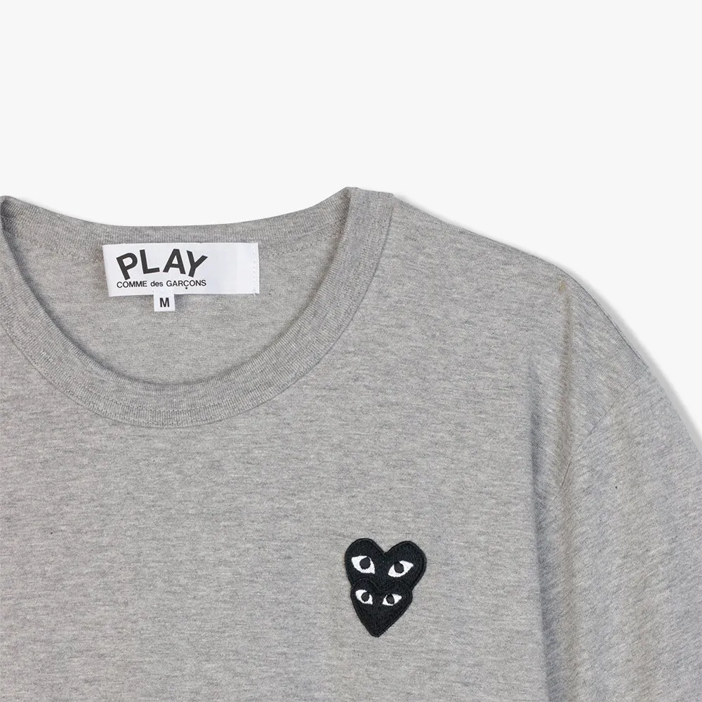 COMME des GARÇONS PLAY Double Black Heart T-shirt / Grey sold by Livestock product image thumbnail 5