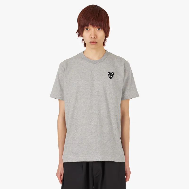 COMME des GARÇONS PLAY Double Black Heart T-shirt / Grey sold by Livestock
