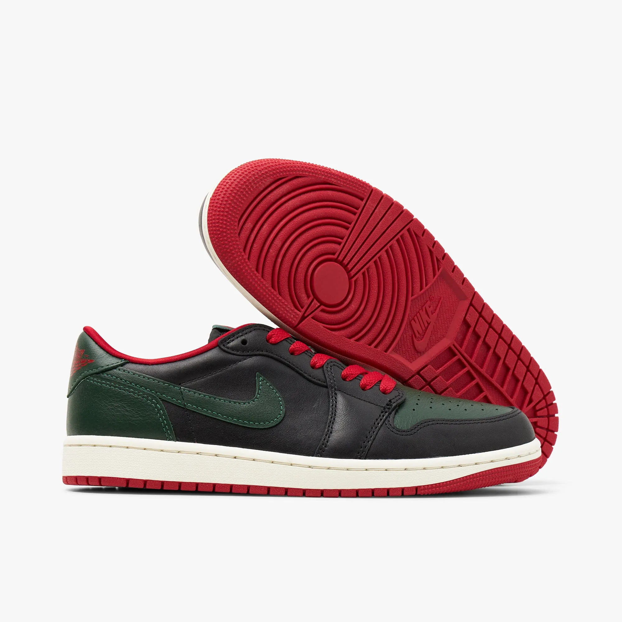 Jordan Womens' 1 Low OG Black / Gorge Green - Varsity Red sold by Livestock product image thumbnail 2