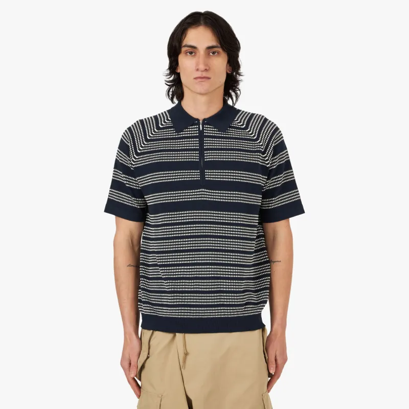 BEAMS PLUS Half Zip Knit Polo / Jacquard Navy sold by Livestock