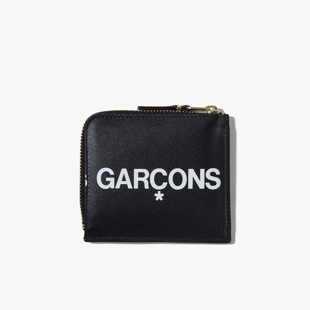 COMME des GARÇONS WALLET Huge Logo Half Zip Wallet / Black sold by Livestock