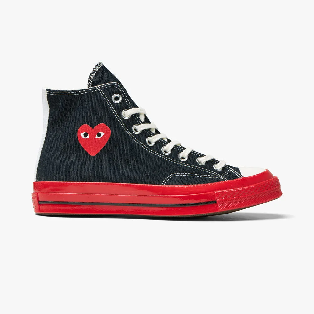 Converse x COMME des GARÇONS PLAY Chuck Taylor Hi Black / Red Sole sold by Livestock