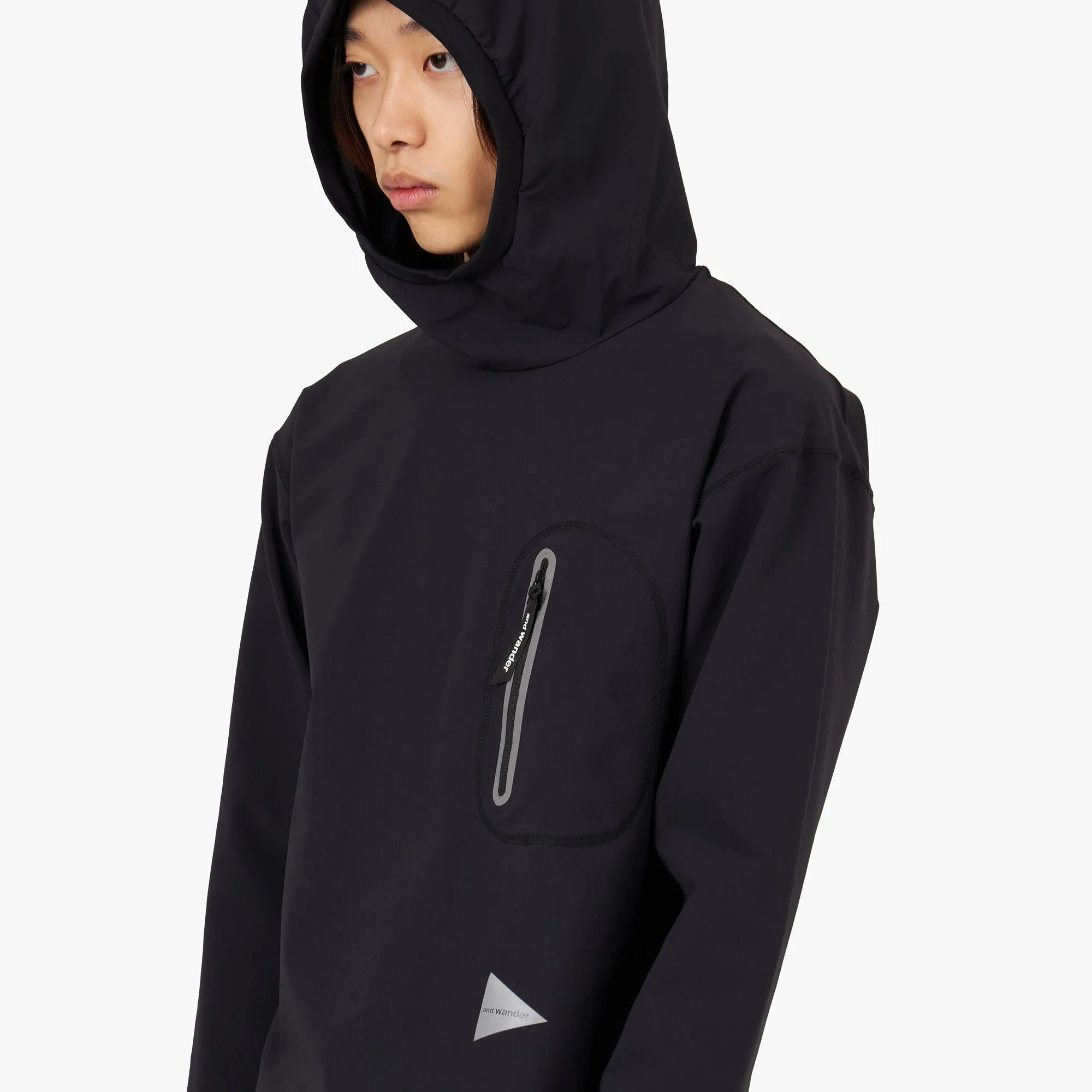 and wander Hybrid Warm Pocket Hoodie / Black | Parallel