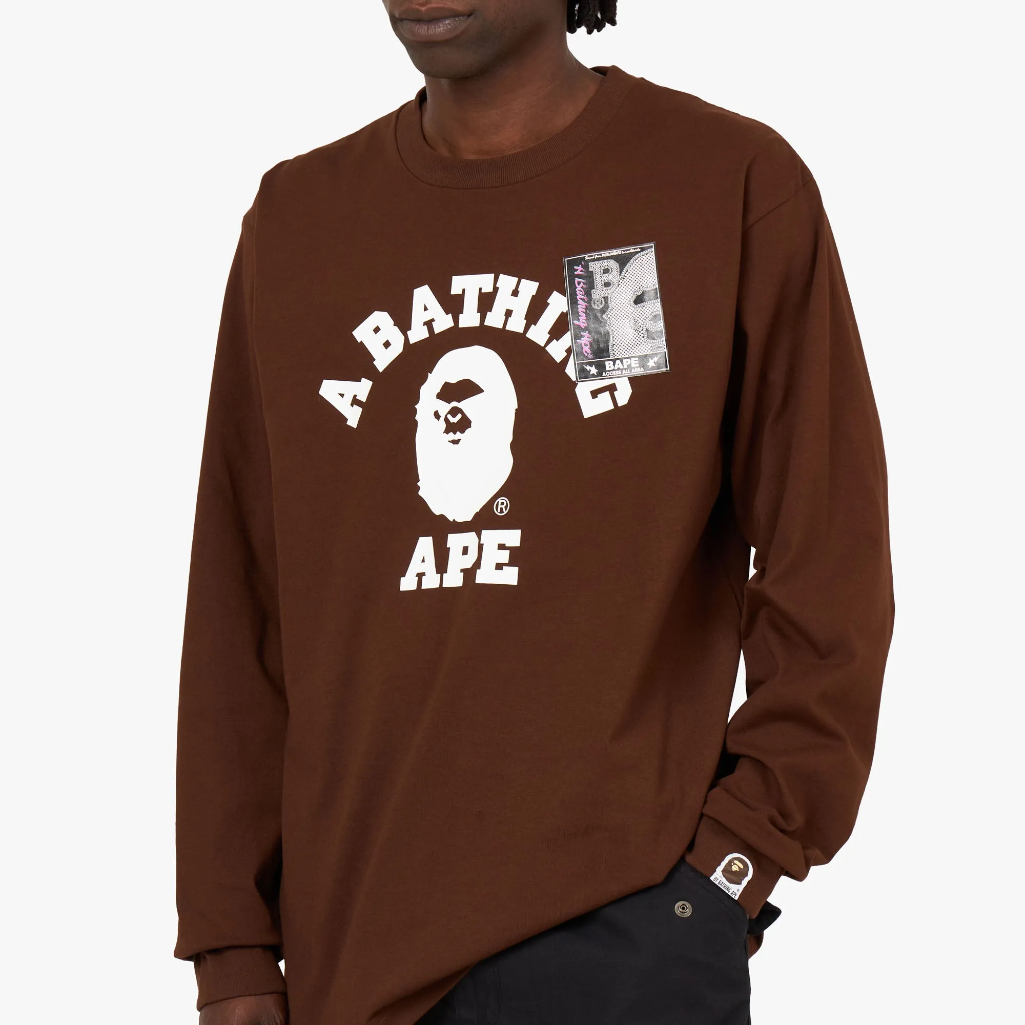 BAPE Mad Face College Long Sleeve Shirt / Brown sold by Livestock product image thumbnail 4