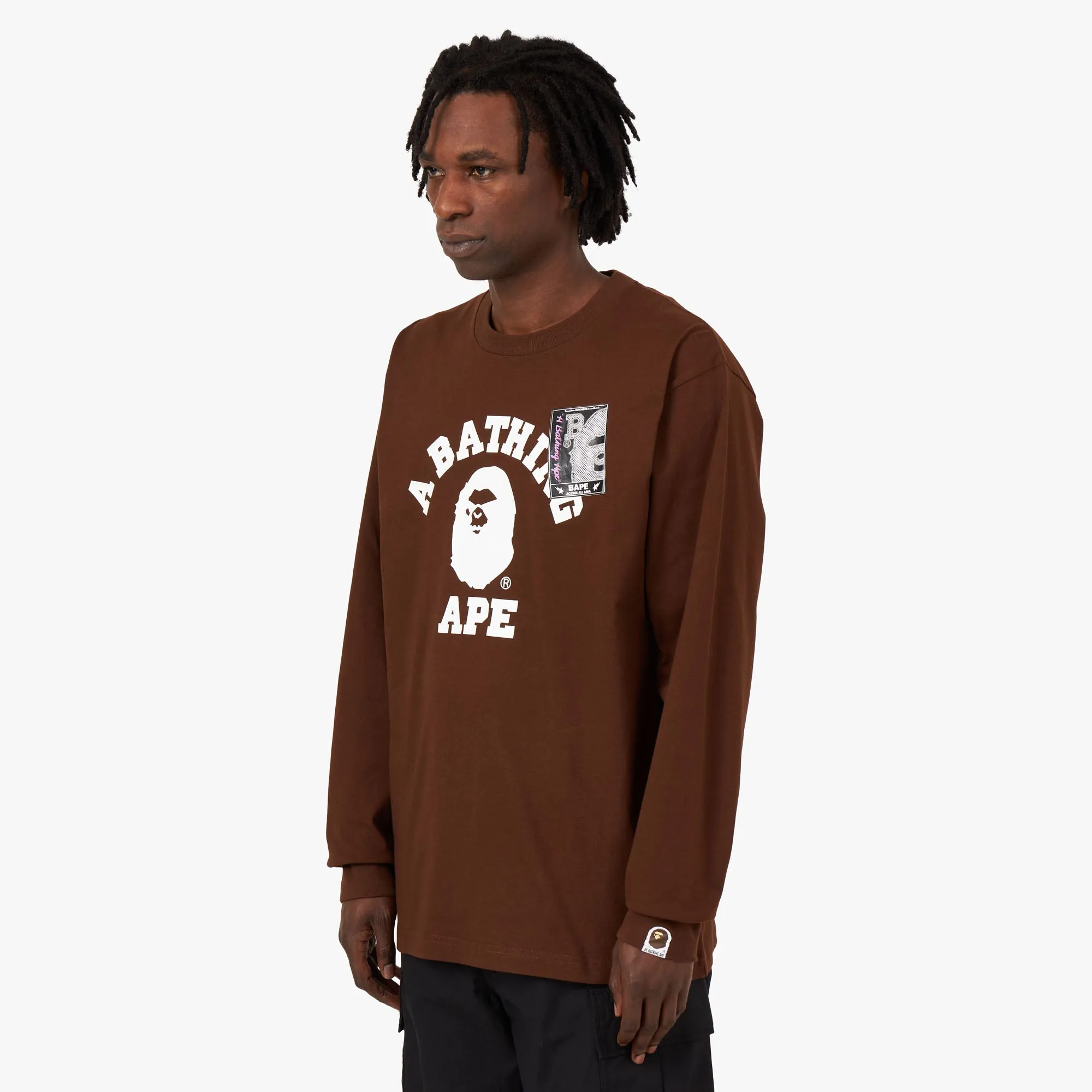 BAPE Mad Face College Long Sleeve Shirt / Brown sold by Livestock product image thumbnail 2