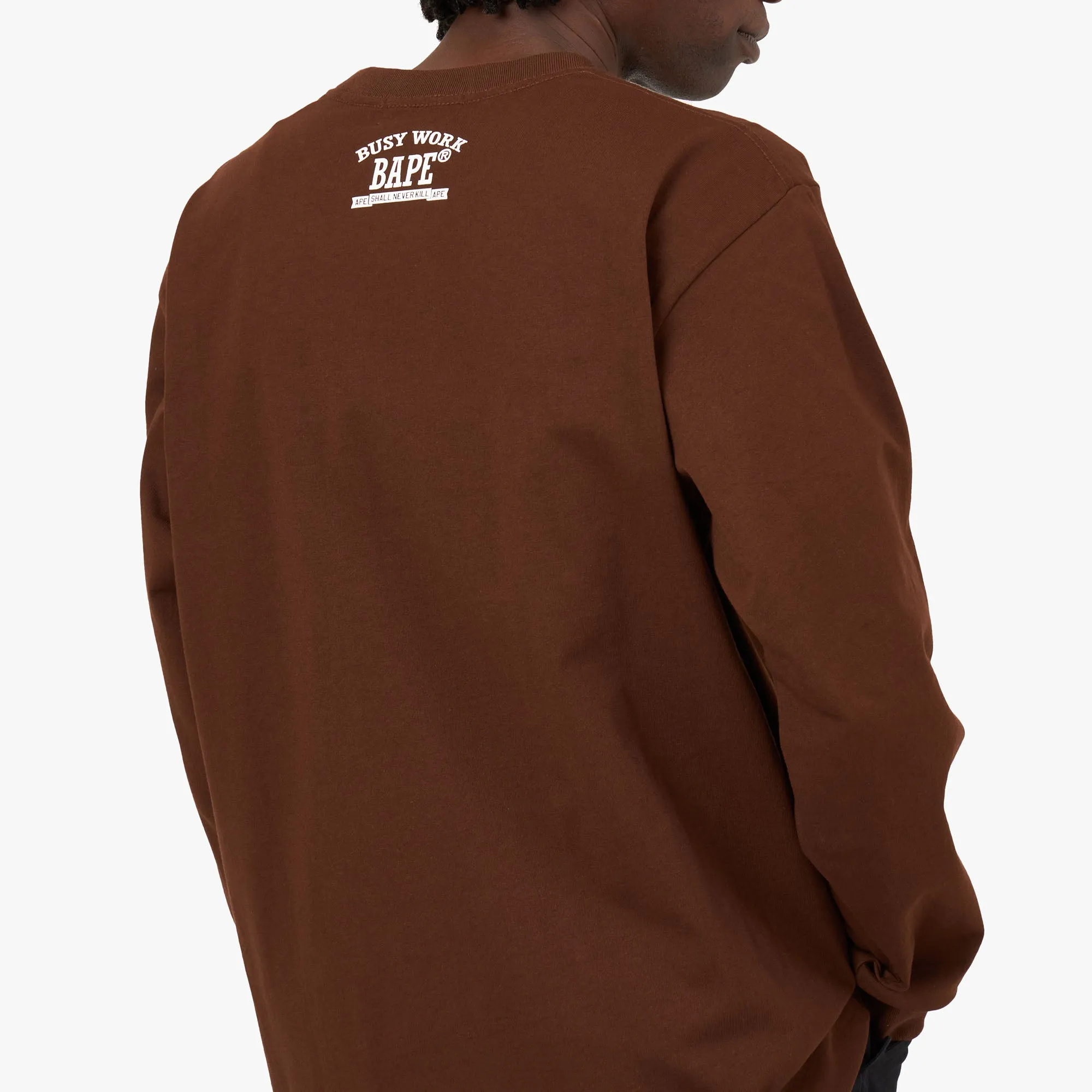 BAPE Mad Face College Long Sleeve Shirt / Brown sold by Livestock product image thumbnail 5