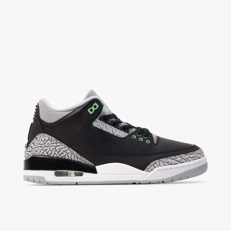 Jordan 3 Retro Black / Green Glow - Wolf Grey sold by Livestock
