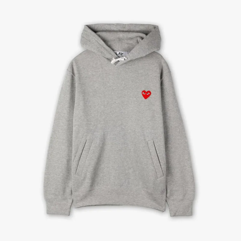 COMME des GARÇONS PLAY Red Heart Pullover Hoodie / Grey sold by Livestock