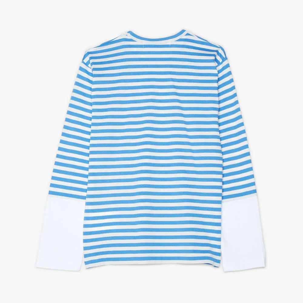 COMME des GARÇONS PLAY Red Heart Striped T-shirt Blue / White sold by Livestock product image thumbnail 5
