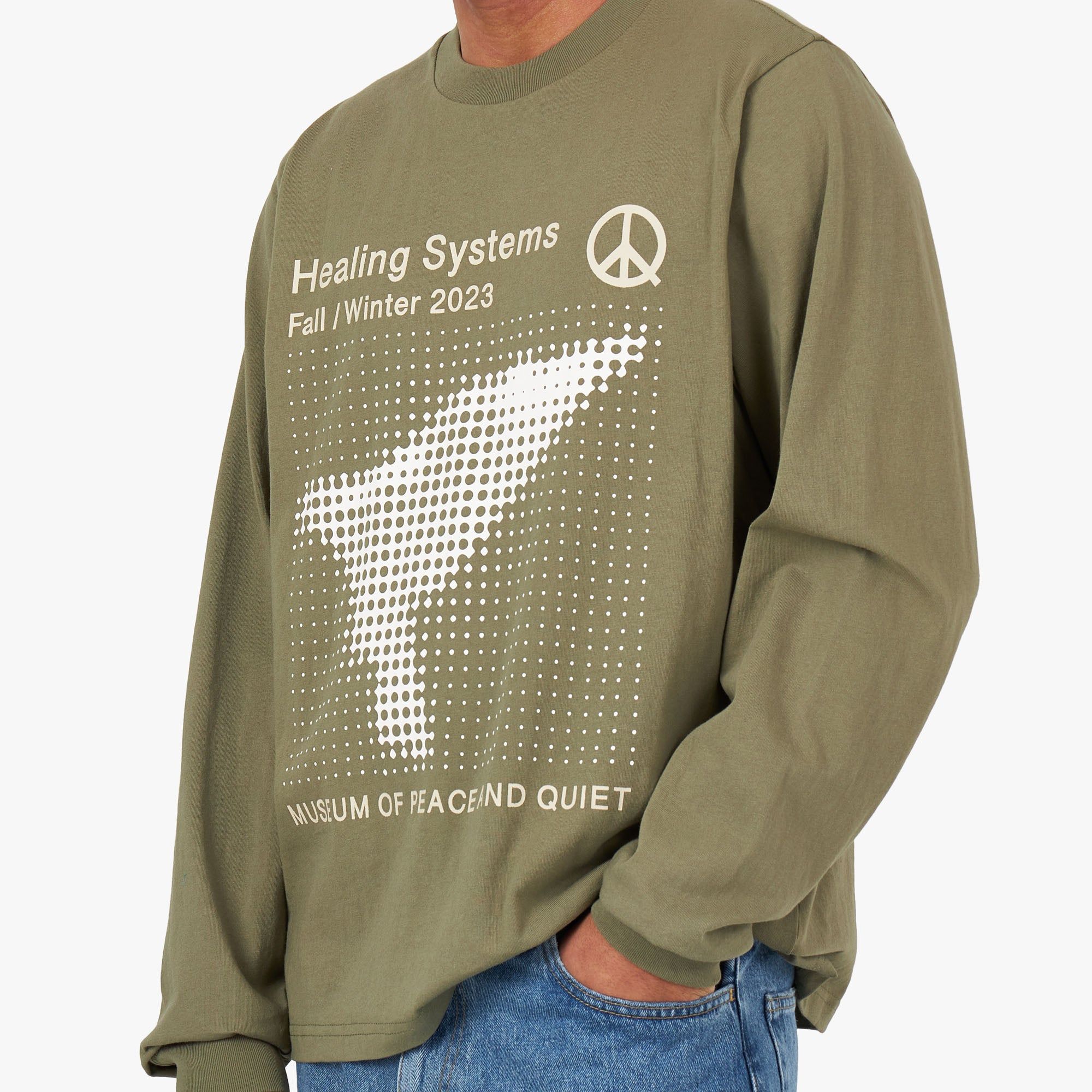 Museum of Peace & Quiet Healing Systems Long Sleeve T-shirt / Olive sold by Livestock product image thumbnail 4
