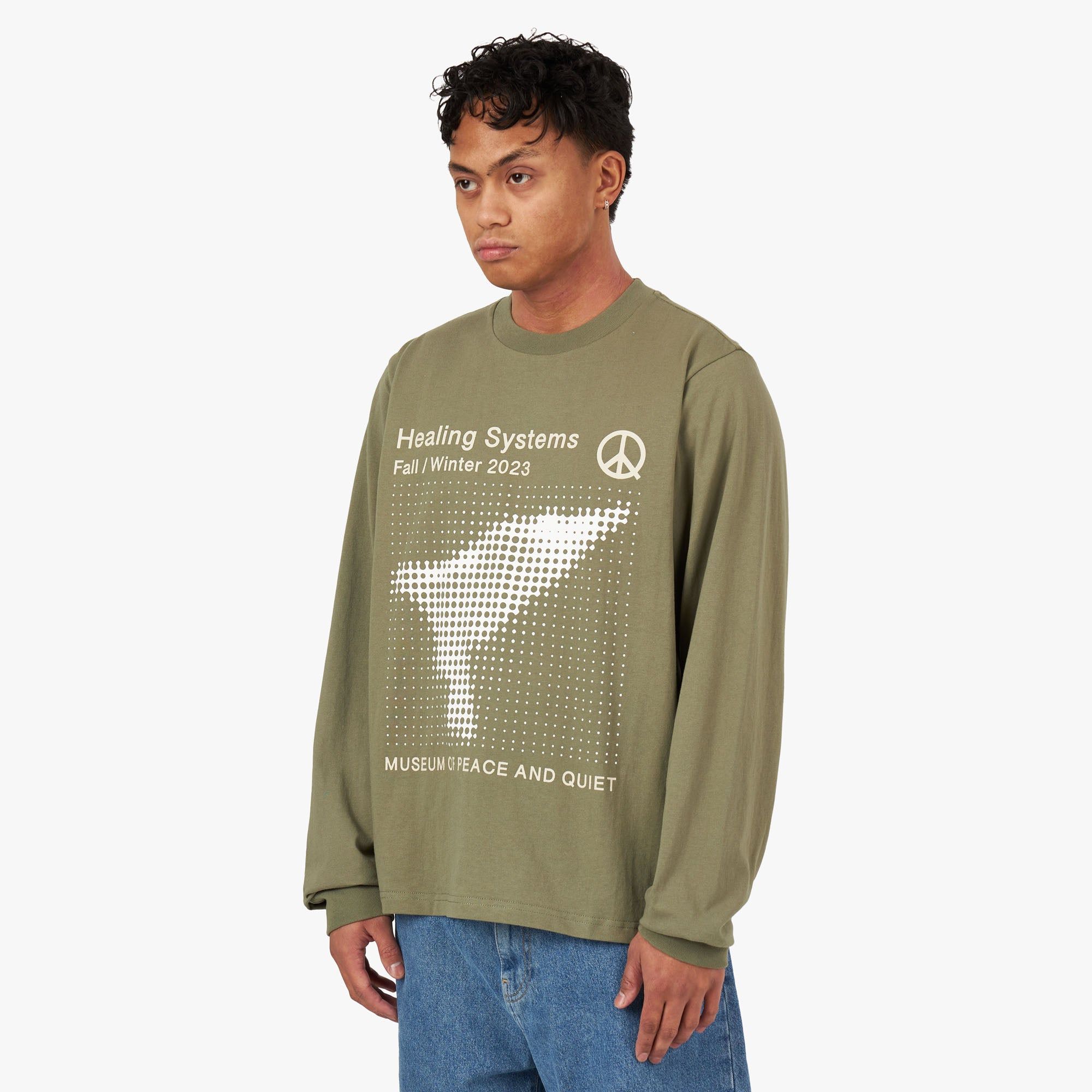 Museum of Peace & Quiet Healing Systems Long Sleeve T-shirt / Olive sold by Livestock product image thumbnail 2