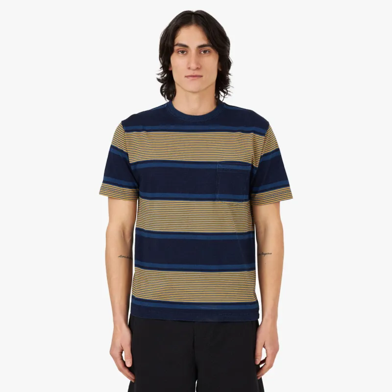 BEAMS PLUS Pocket T-shirt Indigo Stripe / Navy sold by Livestock