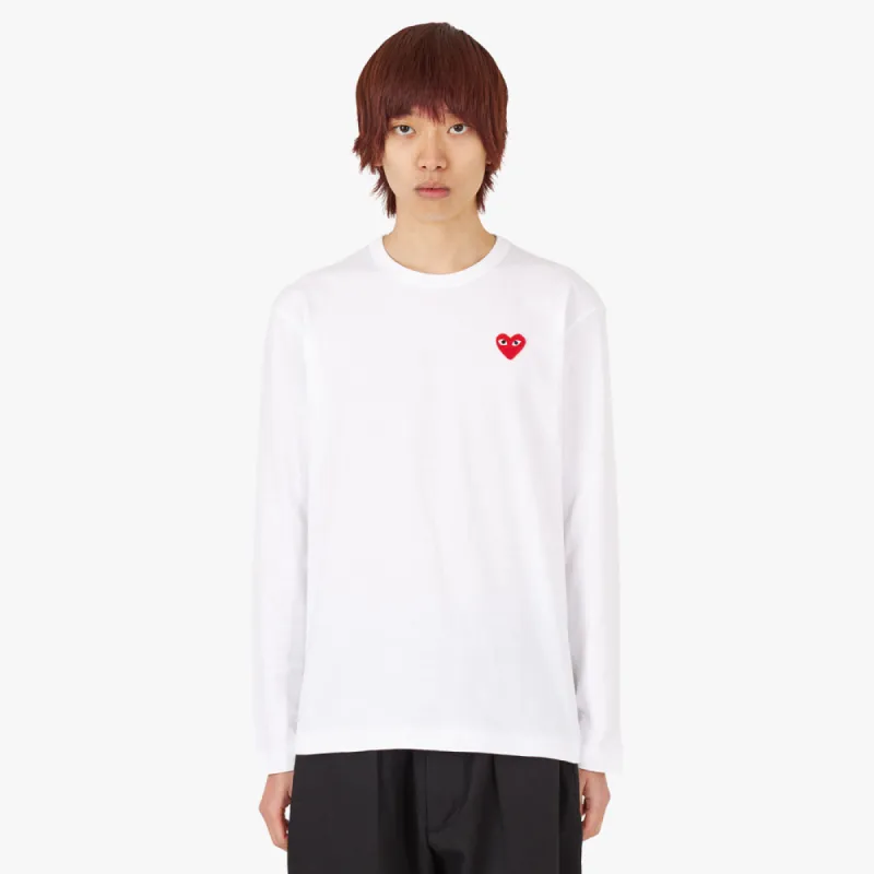 COMME des GARCONS PLAY Long Sleeve Red Heart T-Shirt / White sold by Livestock