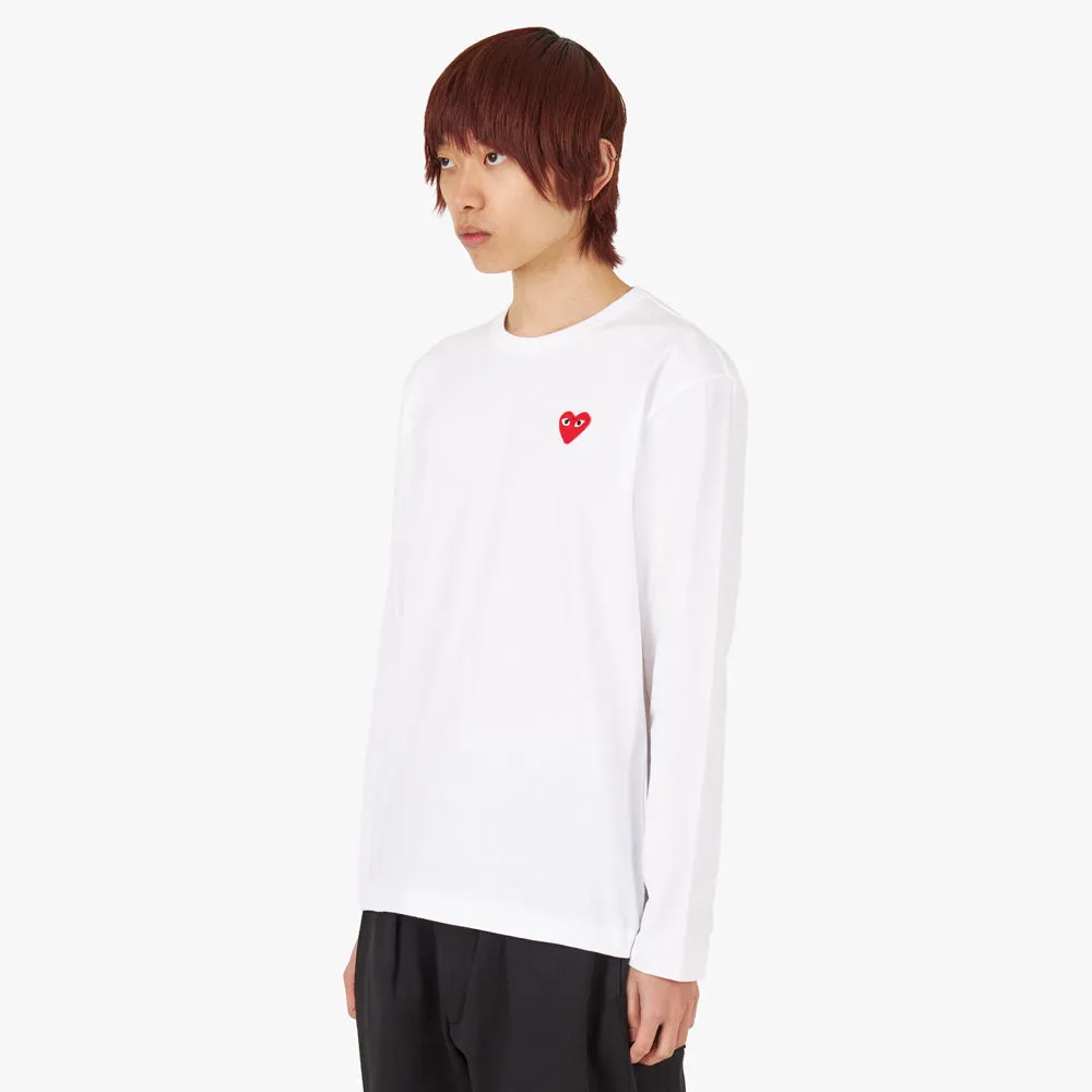 COMME des GARCONS PLAY Long Sleeve Red Heart T-Shirt / White sold by Livestock product image thumbnail 2