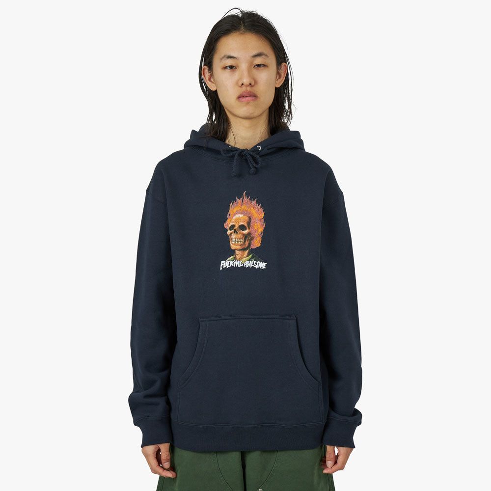 Fucking Awesome Flame Skull Pullover Hoodie / Navy sold by Livestock