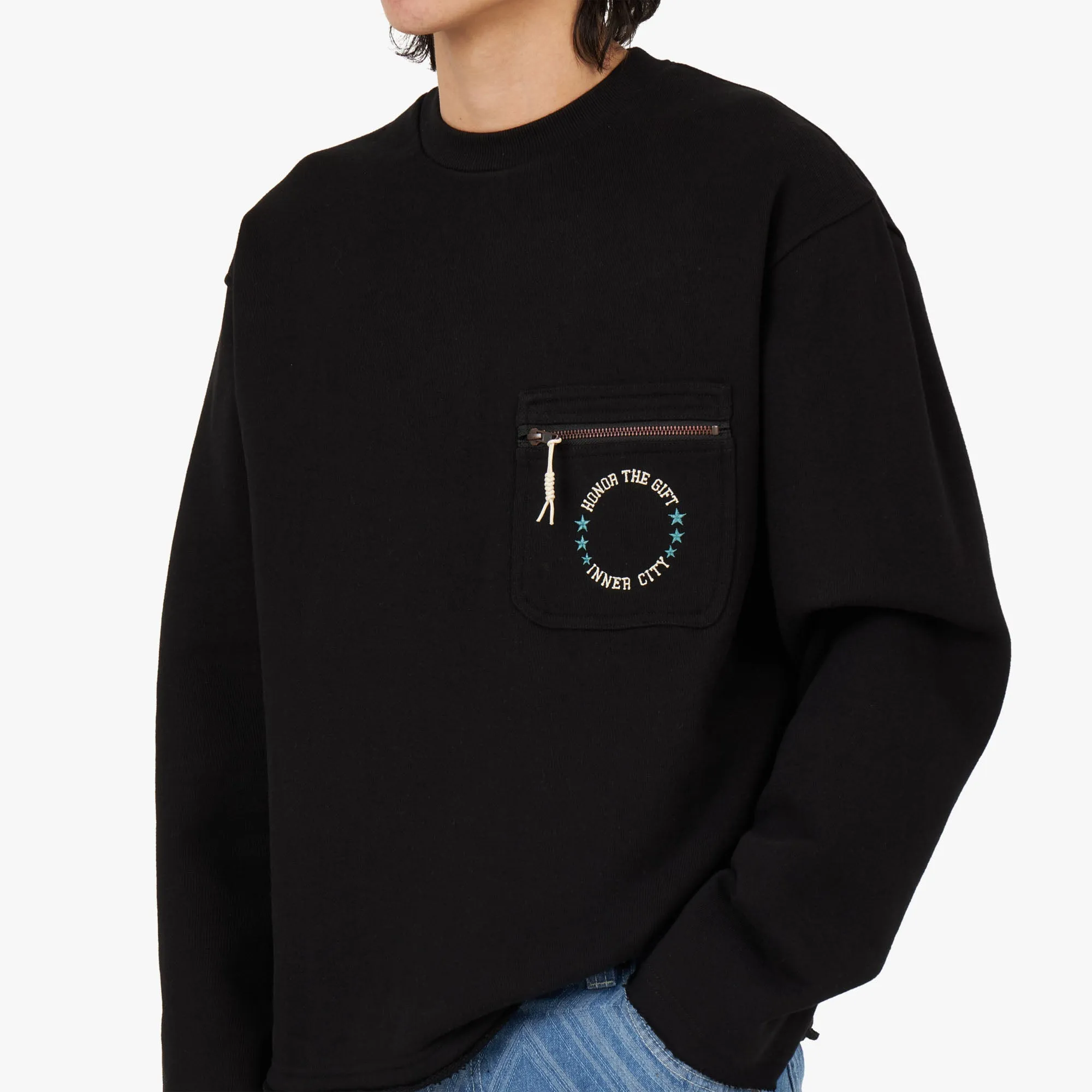 Honor The Gift Pocket Pullover Crewneck / Black sold by Livestock product image thumbnail 4