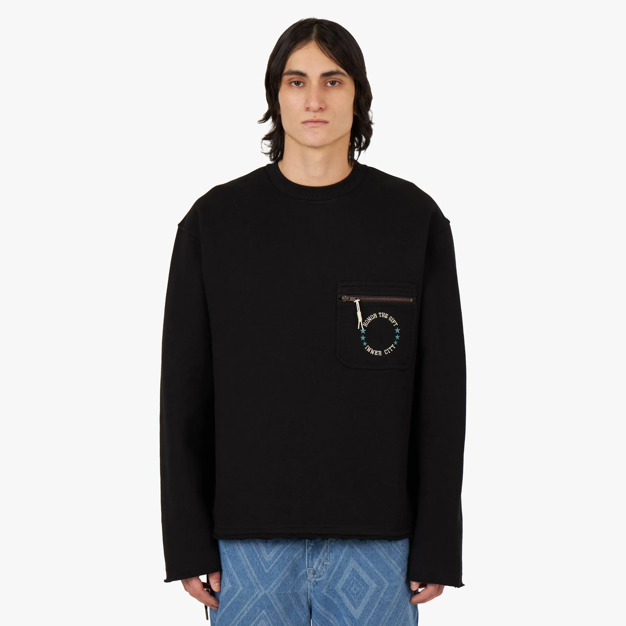 Honor The Gift Pocket Pullover Crewneck / Black sold by Livestock