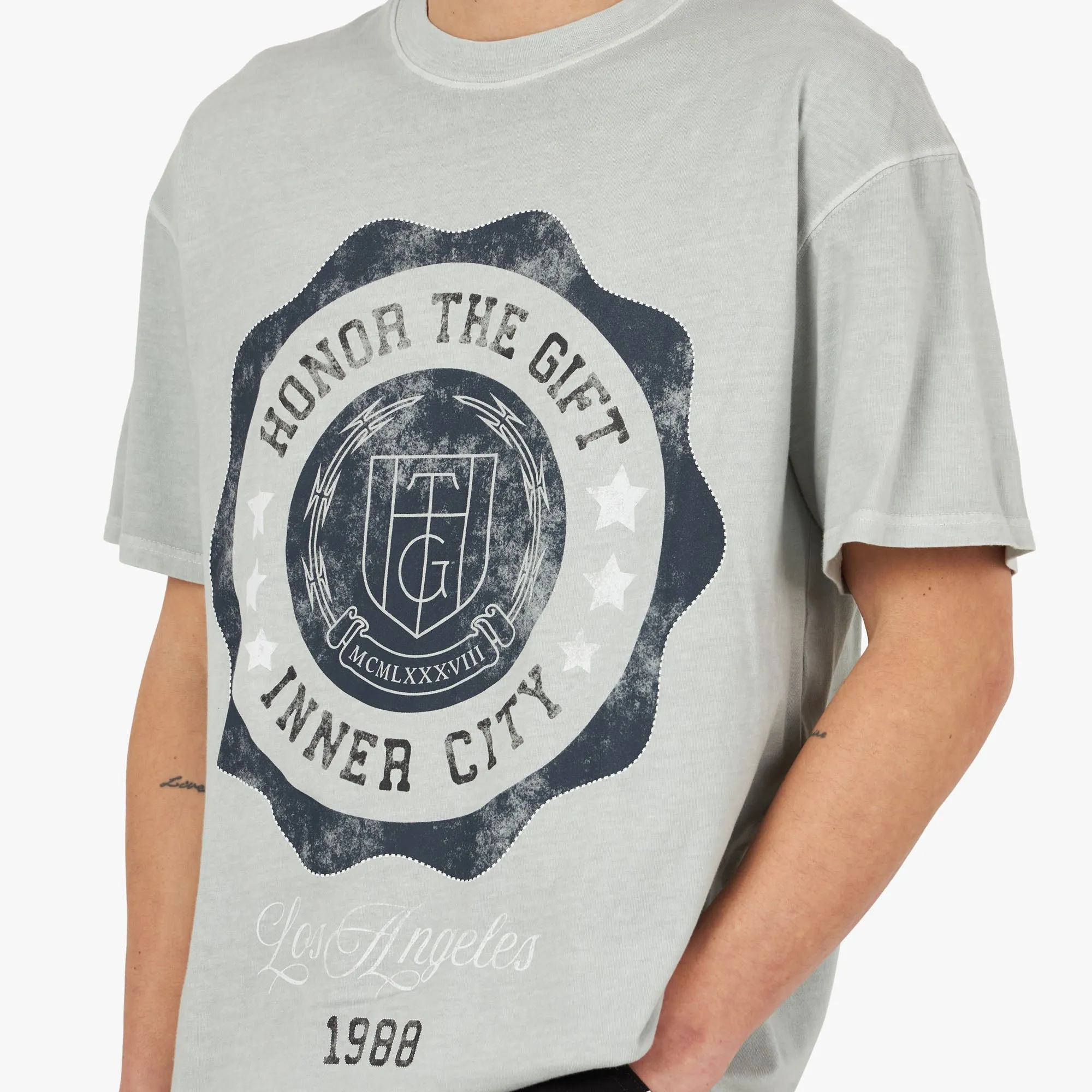 Honor The Gift HTG Seal Logo T-Shirt / Stone sold by Livestock product image thumbnail 4
