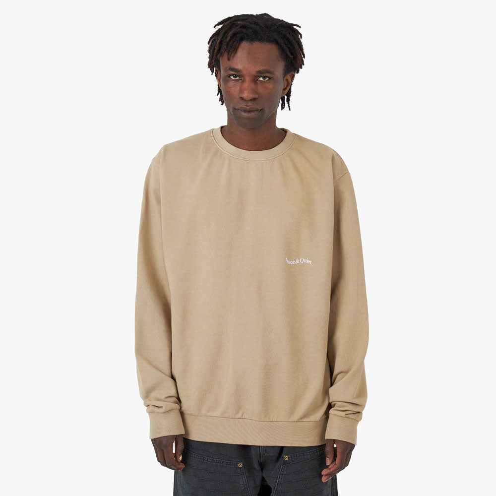 Museum of Peace & Quiet Micro Wordmark Crewneck / Sand sold by Livestock