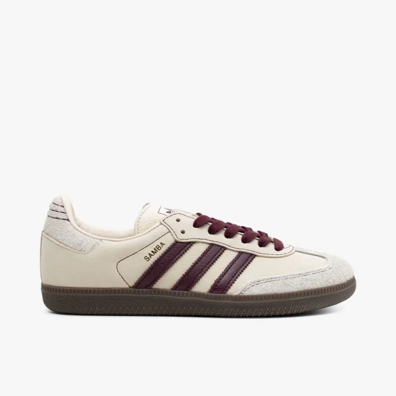 adidas Originals Women's Samba OG Wonder White / Maroon - Putty Grey sold by Livestock