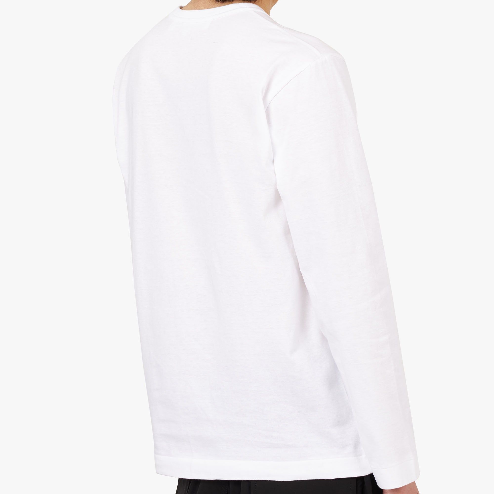 COMME des GARÇONS PLAY Black Heart Long Sleeve T-shirt / White sold by Livestock product image thumbnail 5